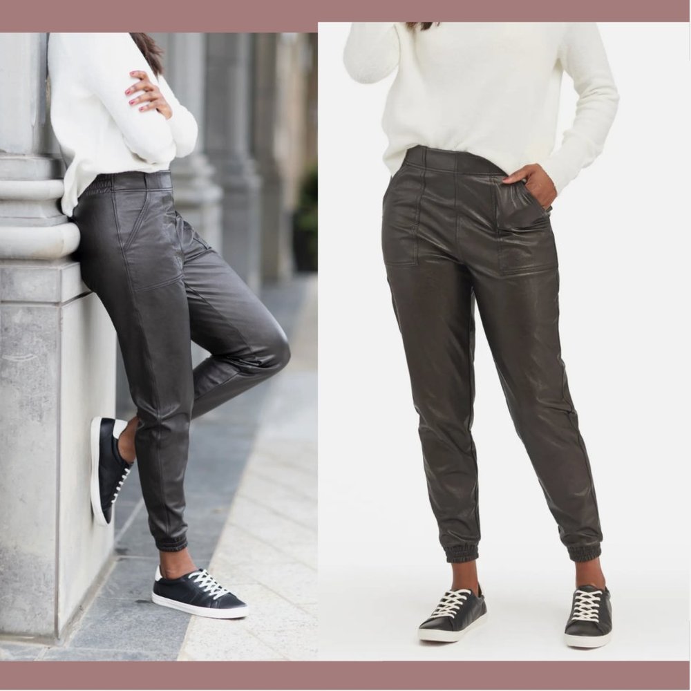NEW $148 Spanx [ Small ]‎ Faux Leather Jogger Pants in Black